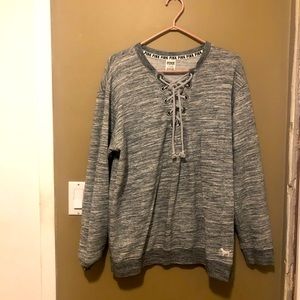 PINK lace up pullover